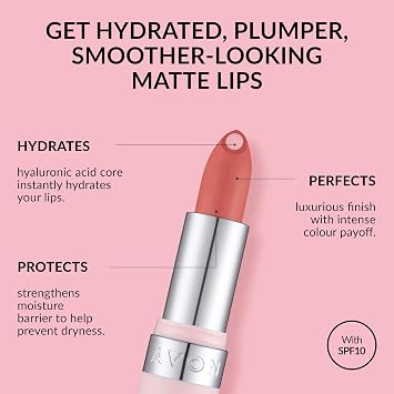 Avon Hydramatic Matte Lipstick 3.6g | Hydrating Intense Colour | SPF 10 | Plumper and Smoother Looking Lips | Cruelty Free | Blush