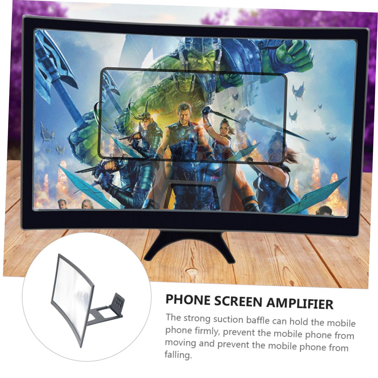 Amplificateur ÉCran TéLéPhone Portable Loupe 3D IncurvéE en Acrylique Abs Support Mobile Anti-Chute Facile À Utiliser pour Seniors Enfants