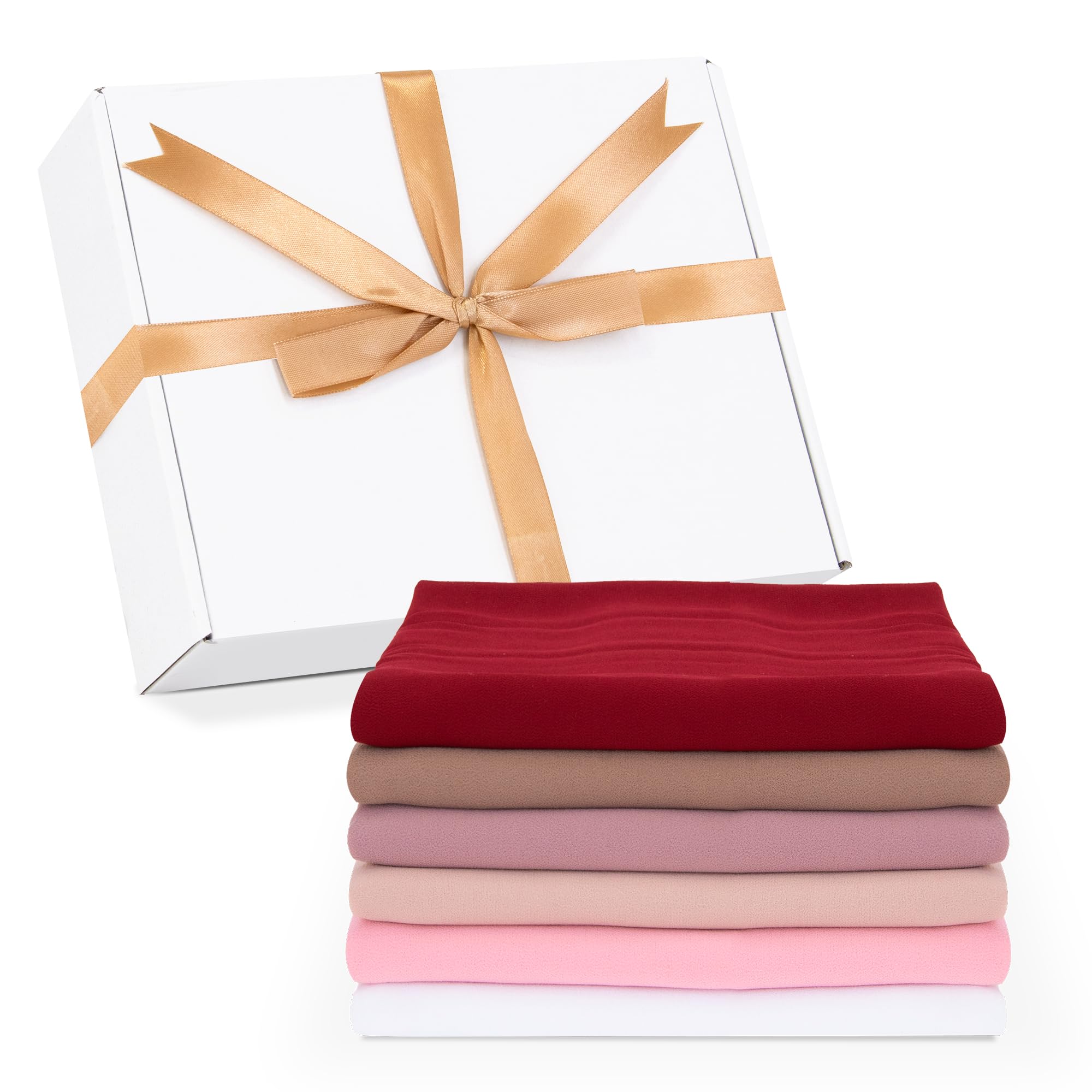 Chiffon Hijabs Essential Gift Box | Long Length Hijabs | Beautiful Set | Elegant Box, Multiple, Long-legth