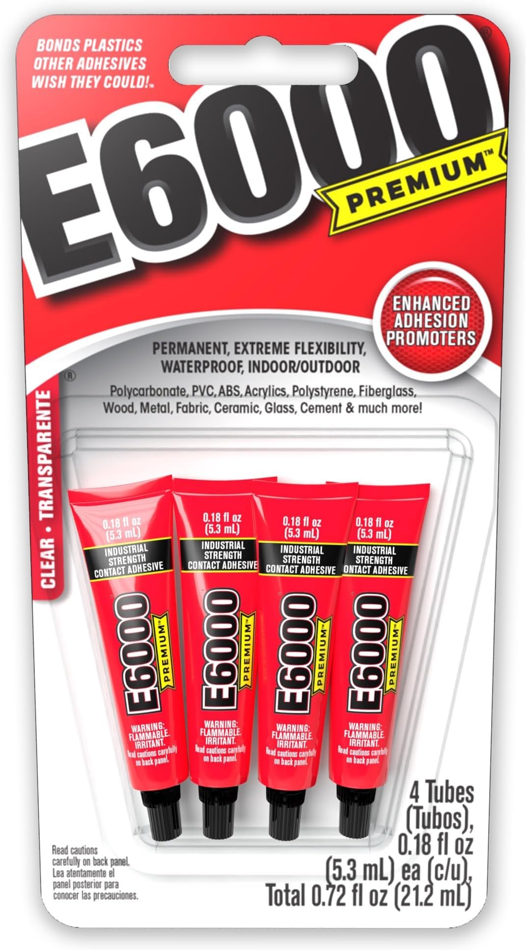 E6000 Premium Clear Adhesive Mini Pack 4/Pkg-.18oz Each