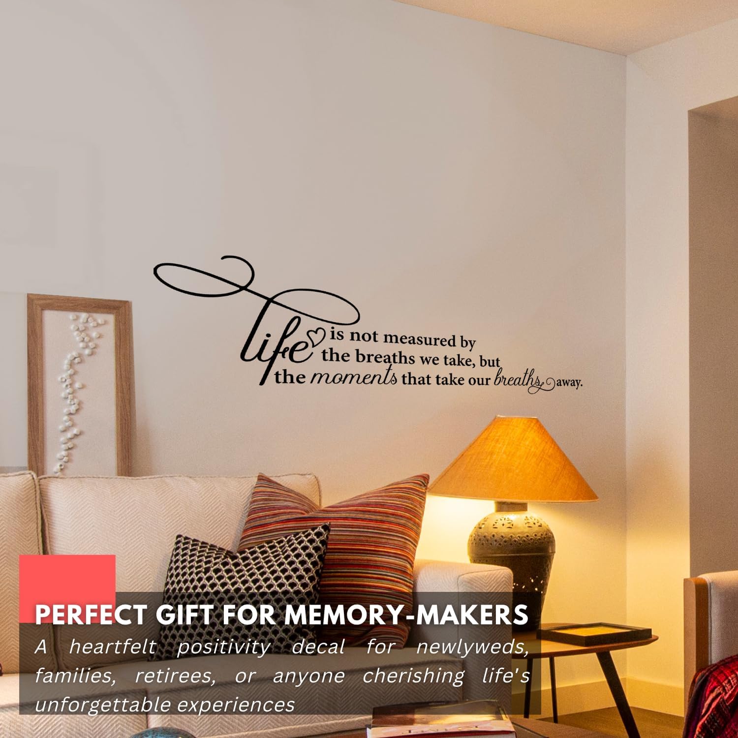 My Vinyl Story - Life is Not Measured - Inspirational Motivational Wall Decal Sticker Art Decor Saying for Home Office Bedroom Classroom Photo Gallery Affirmation, Removable (White, 58x17 inches)
