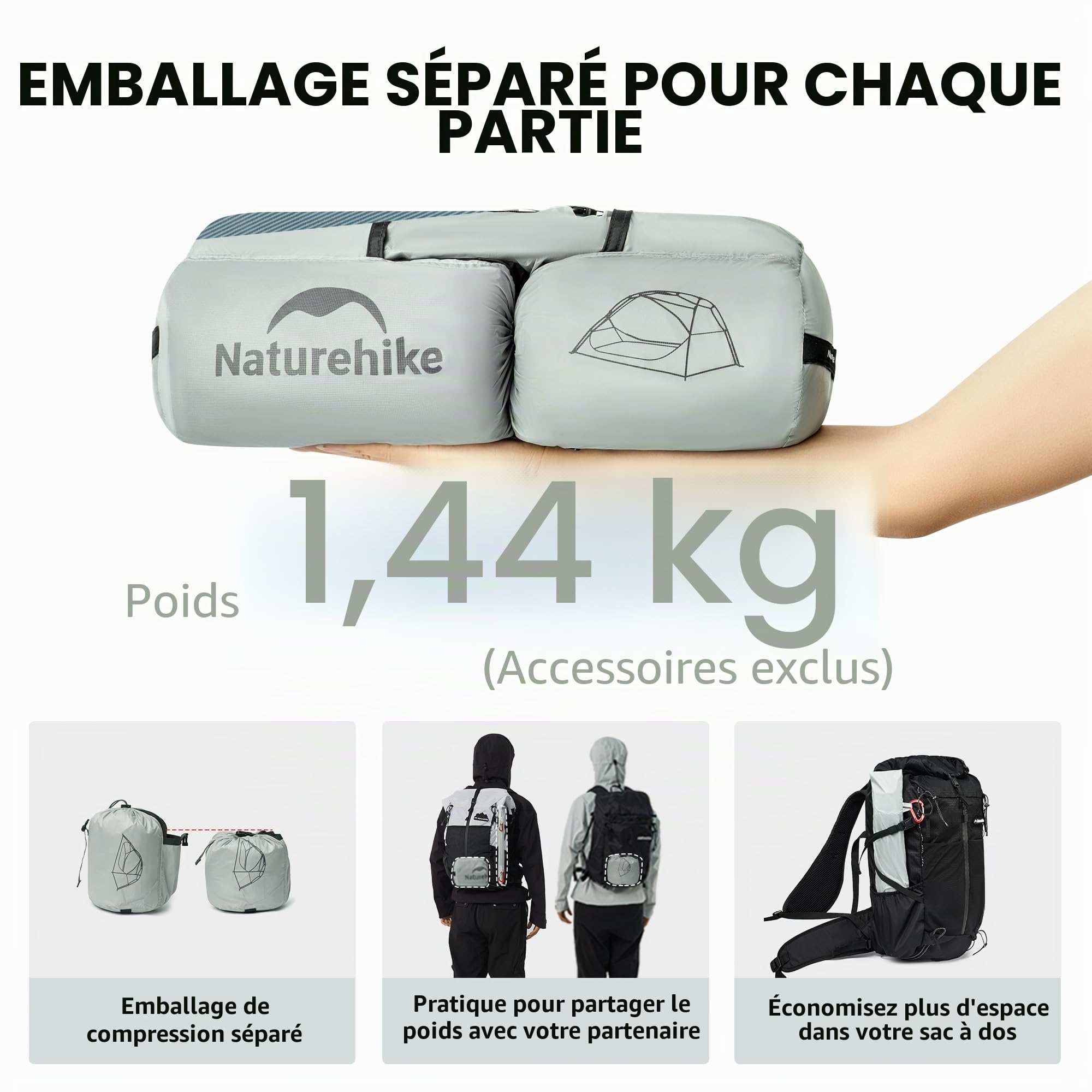 Naturehike UL Star River Tente de randonnée pour 2 personnes, double couche imperméable et légère, pour 2 personnes