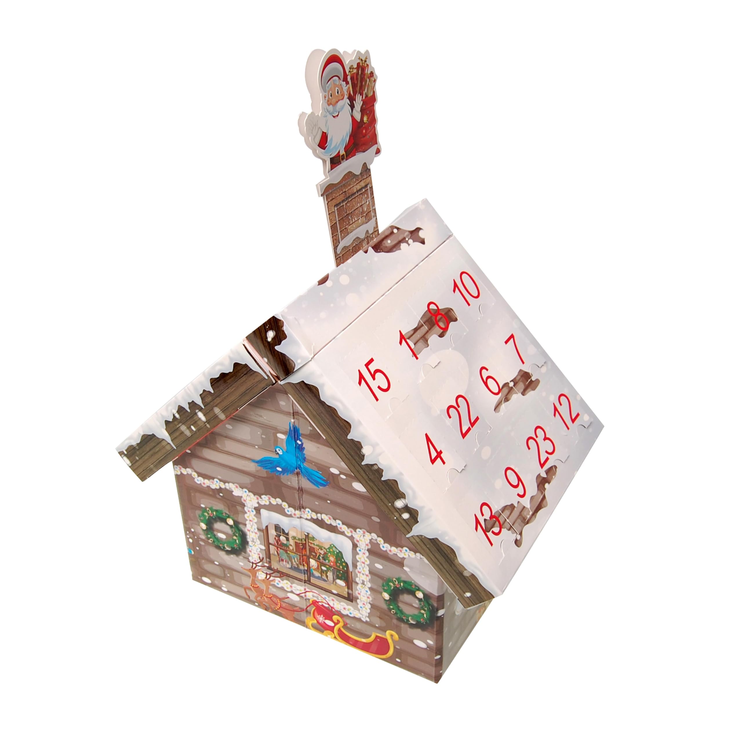 Krebs Glas Lauscha - Decorazione natalizia/albero di Natale – Calendario dell'Avvento 24 ciondoli in vetro – Motivo: 3D Adventshaus – Dimensioni del ciondolo: circa 4 – 5 cm