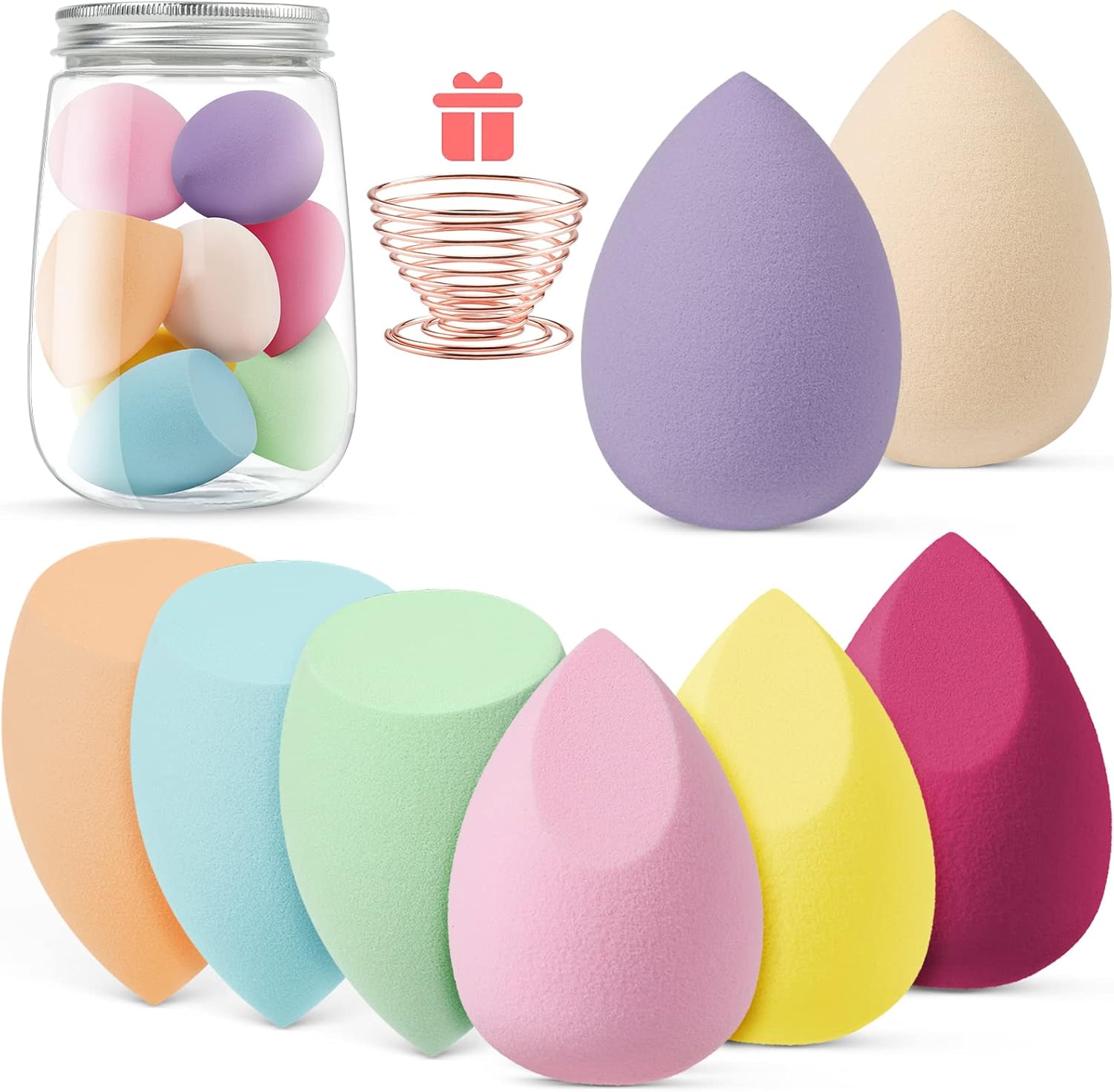 AUAUY Maquillage Éponge à Fond de Teint Blender pour Beauty, 8 Pièces