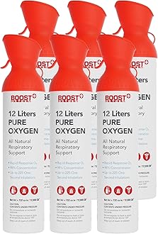 Boost Oxygen Extra-Large Rapid Response 12L Canister | Respiratory Support for Aerobic Recovery, Altitude, Performance & Health (6 Pack)