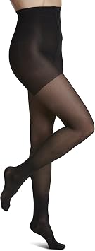 SIGVARIS Women's Sheer Fashion Pantyhose - 15-20mmHg Weight Compression - Sheer Spandex Non-Slip Hosiery for Comfortable Everyday Wear - Black - A (Small Short)