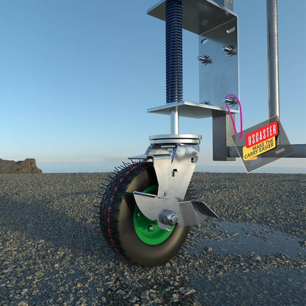 fence gate wheel 6inch heavy duty,spring-loaded,with brake for wooden metal tube&swing gate inflatable tire 250lb capacity 360-degree rotation