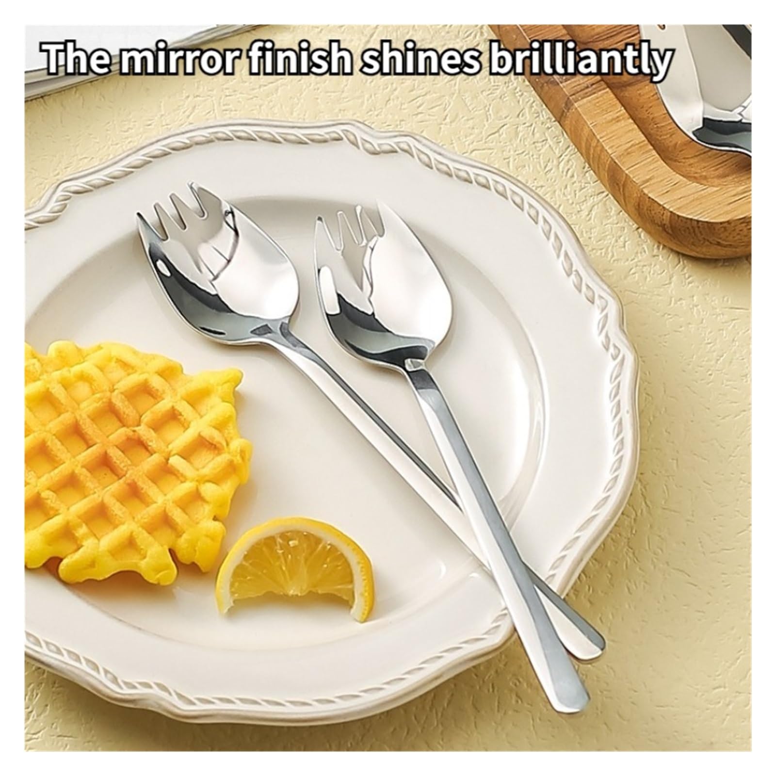 Tenedor de Acero Inoxidable for Frutas, Cuchara, Mango Largo, for Helado, Ensalada, Postre, vajilla, práctico Tenedor Occidental multifunción Plateado(25PCS)