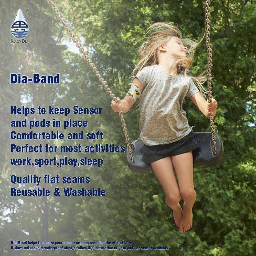 Dia-Band - Brazalete protector para el sensor de glucemia Freestyle Libre, Medtronic, Dexcom o Omnipod – Banda reutilizable para diabéticos (J.S (18-20 cm))