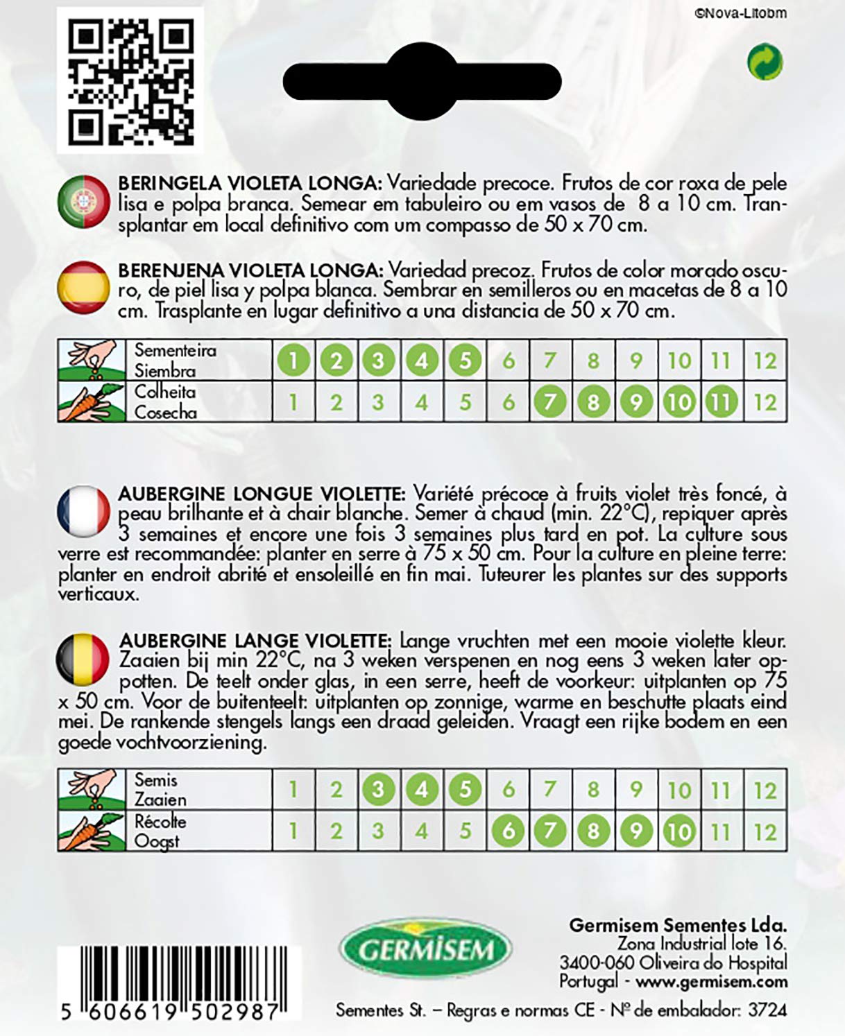 Image secondaire de Graines d'Aubergine Violette Longue Germisem - Variété Précoce