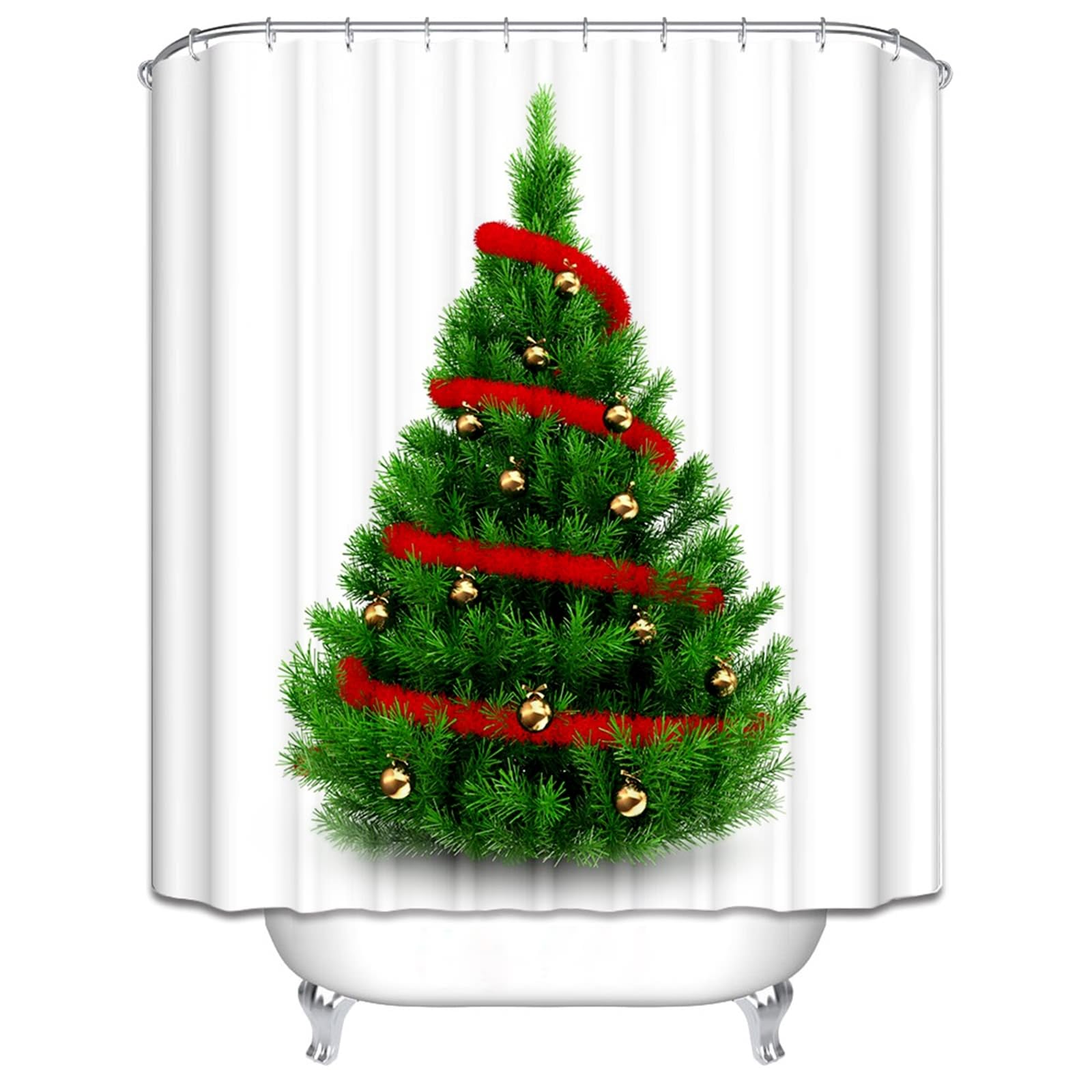 Rideau de douche 1,5 x 1,8 m lavable polyester imperméable arbre de Noël
