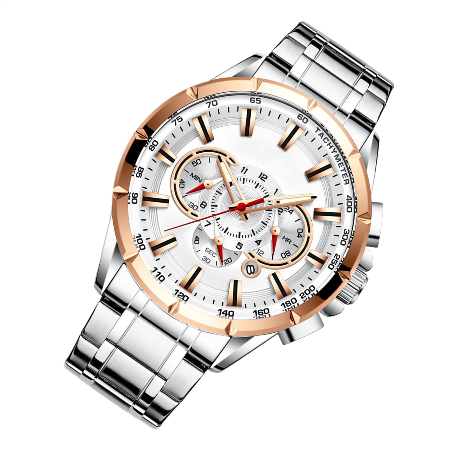 Zegarek biznesowy, klasyczne męskie zegarki chronografowe, obudowa ze stopu, pasek ze stali nierdzewnej, elegancki pasek mechaniczny, idealne akcesoria do odzieży biznesowej dla nauczycieli i