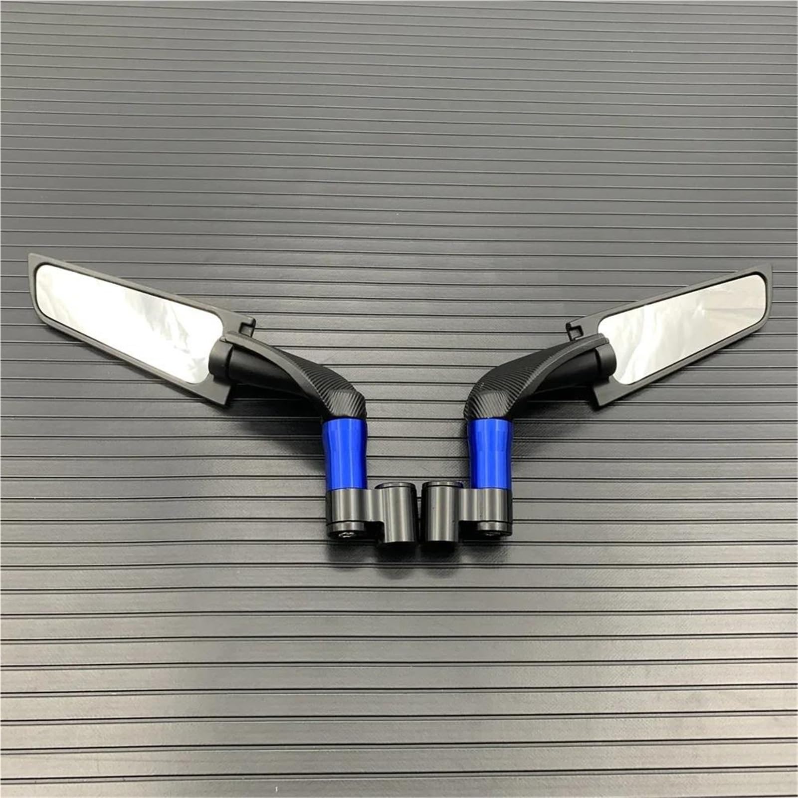 Espejos laterales stealth de ala giratoria azul para motos deportivas R1 R7 MT07