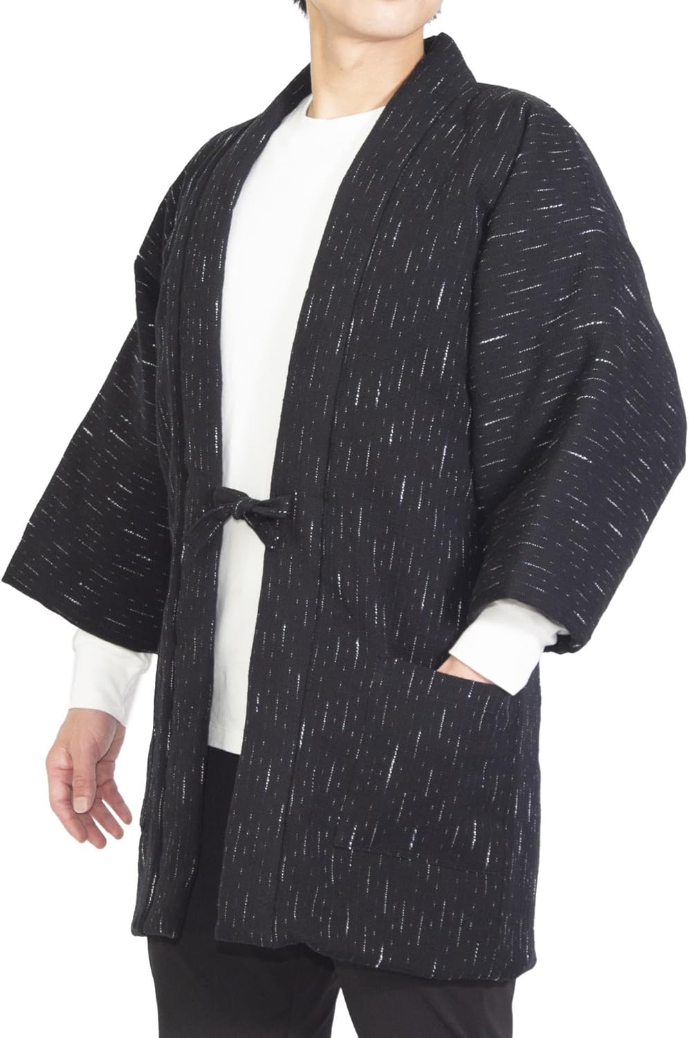 法被 半纏 綿紬 長尺 オフホワイト 睦 はっぴ ハッピ (o千7676