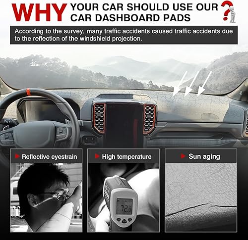 Vista 97 de Autorder Alfombrilla de cubierta de salpicadero para Ford F150 F250 F350 1992-1996 Accesorios Cubierta de tablero de franela para salpicadero