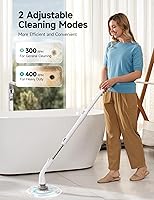 Vista 3 de HiCOZY Escobilla eléctrica giratoria HS1, cepillo de ducha inalámbrico para limpieza con 4 cabezales de cepillo reemplazables, mango de extensión