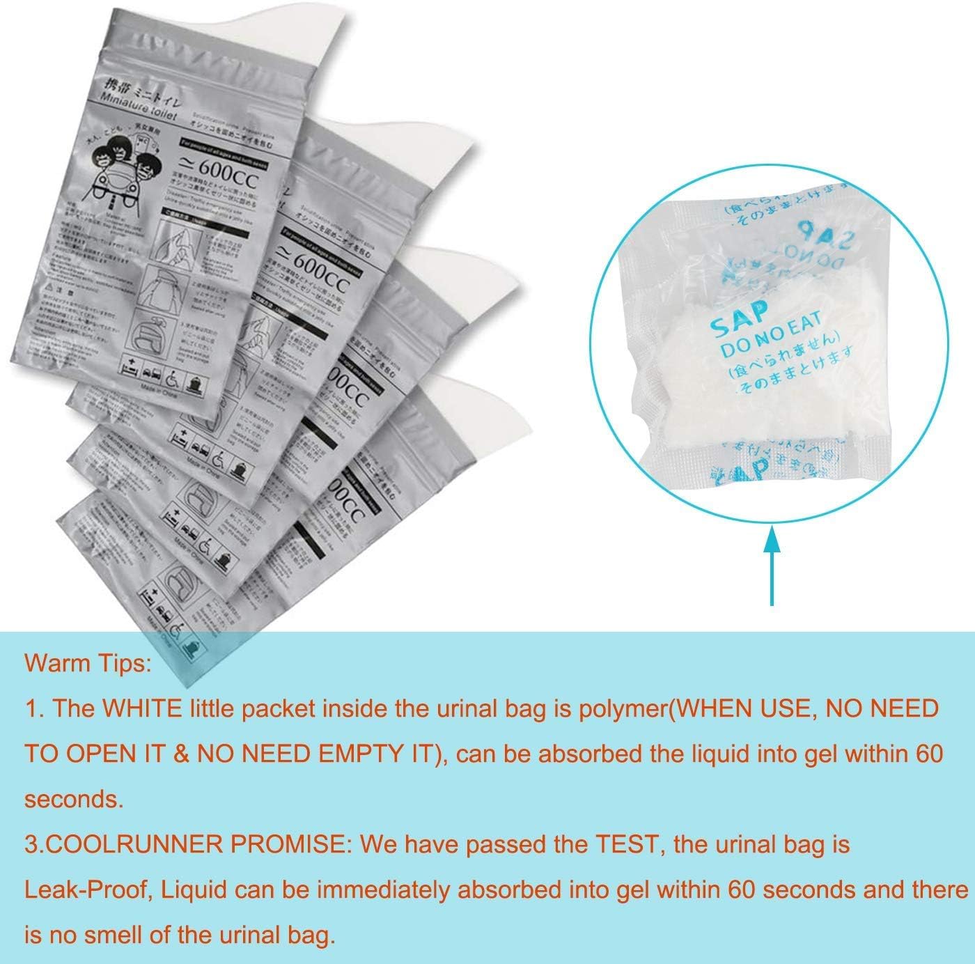 Buy Coolrunner Disposable Urine Bags, 12/20 Pack Camping Pee Bags