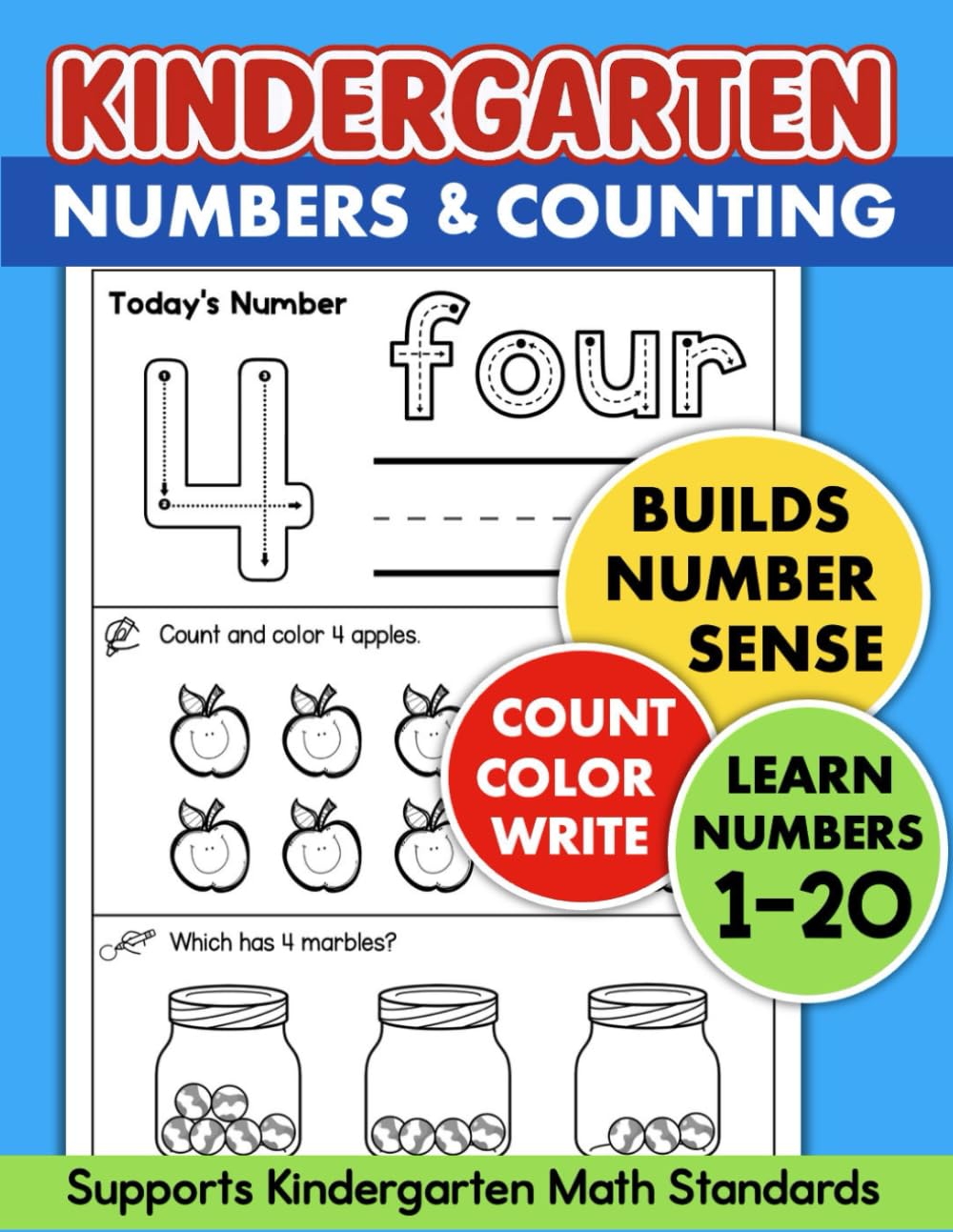 Numbers 1-20 Workbook Kindergarten Math Number Sense Activities: Number of the Day Kindergarten Math Readiness (Math...
