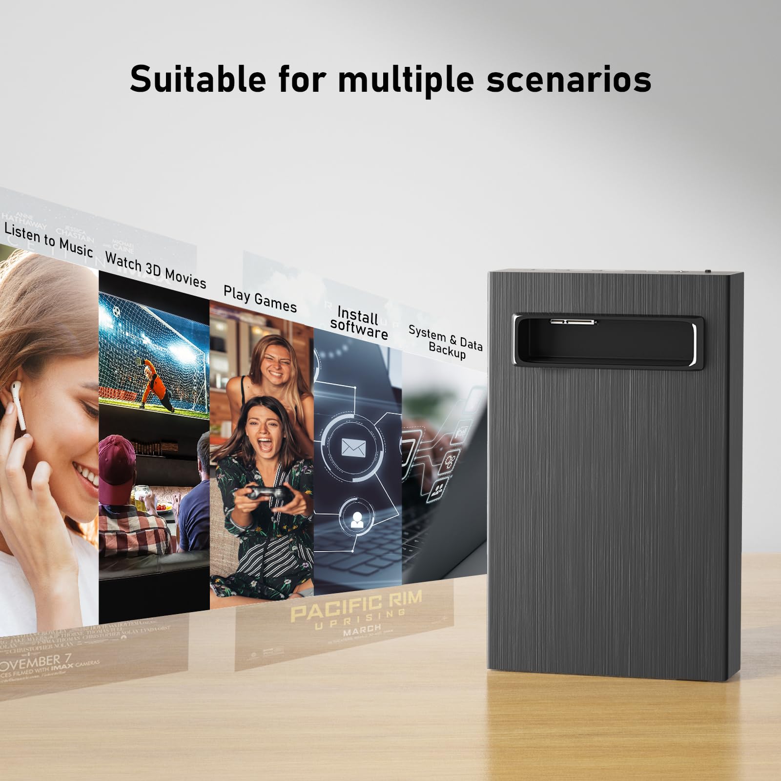4-in-1 externes Blu-ray-Laufwerk mit 16-facher Schreibgeschwindigkeit, USB 3.0 und Typ-C externes Blu-ray-Laufwerk für Mac/PC, leistungsstarker Desktop-Brenner, DVD-Brenner, optisches