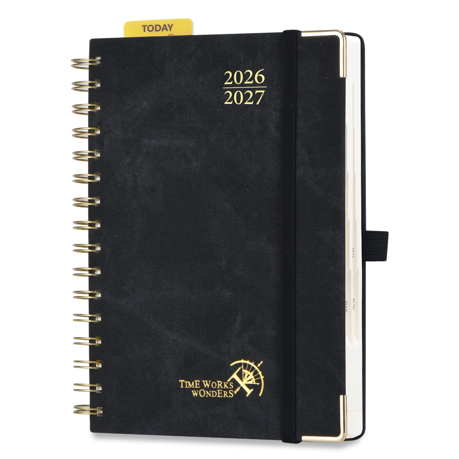 POPRUN Agenda diaria 2026-2027, una página por día (6 x 8.5 pulgadas), libro de citas por hora de 12 meses (26 de julio al 27 de junio), agenda académica con bolsillo interior, tapa dura en espiral