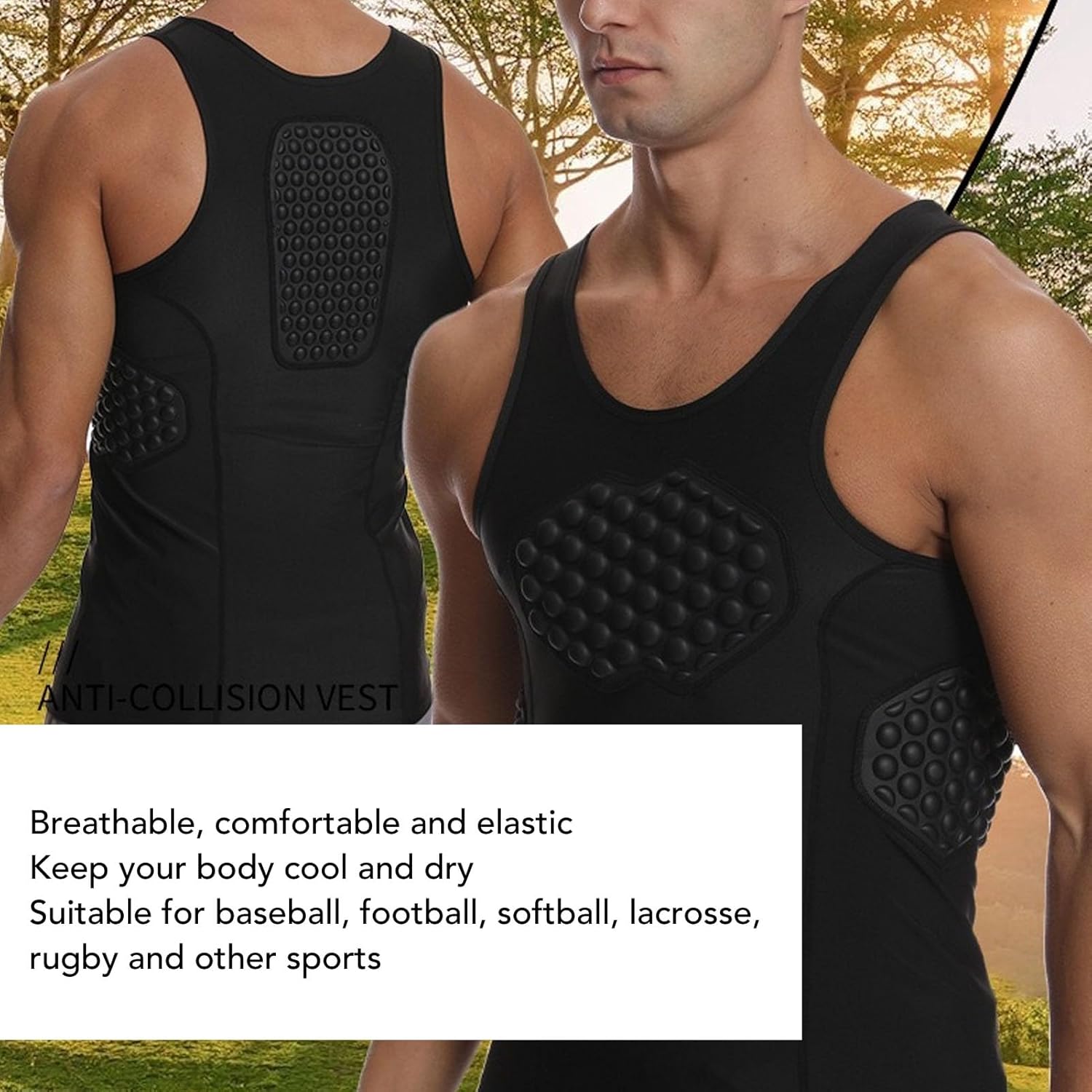Baseball Chest Protector Breathable Fast Drying EVA Shockproof Block Sport Sleeveless Protective Shirt for Softball Football