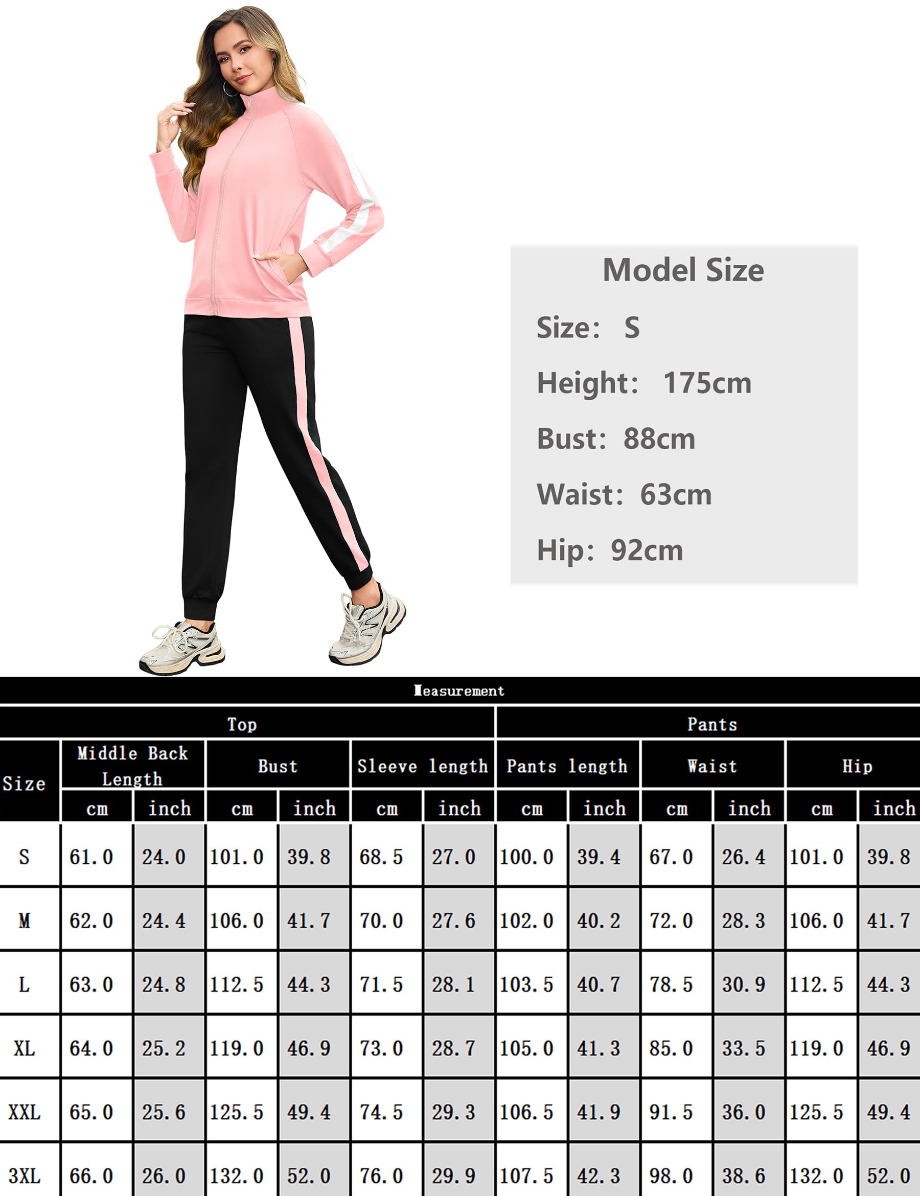 Demegimi Survêtement Femme Ensemble de Sport Jogging à Manches Longues Zippé Tenue de Sport Femme Confortable pour Fitness et Loisirs