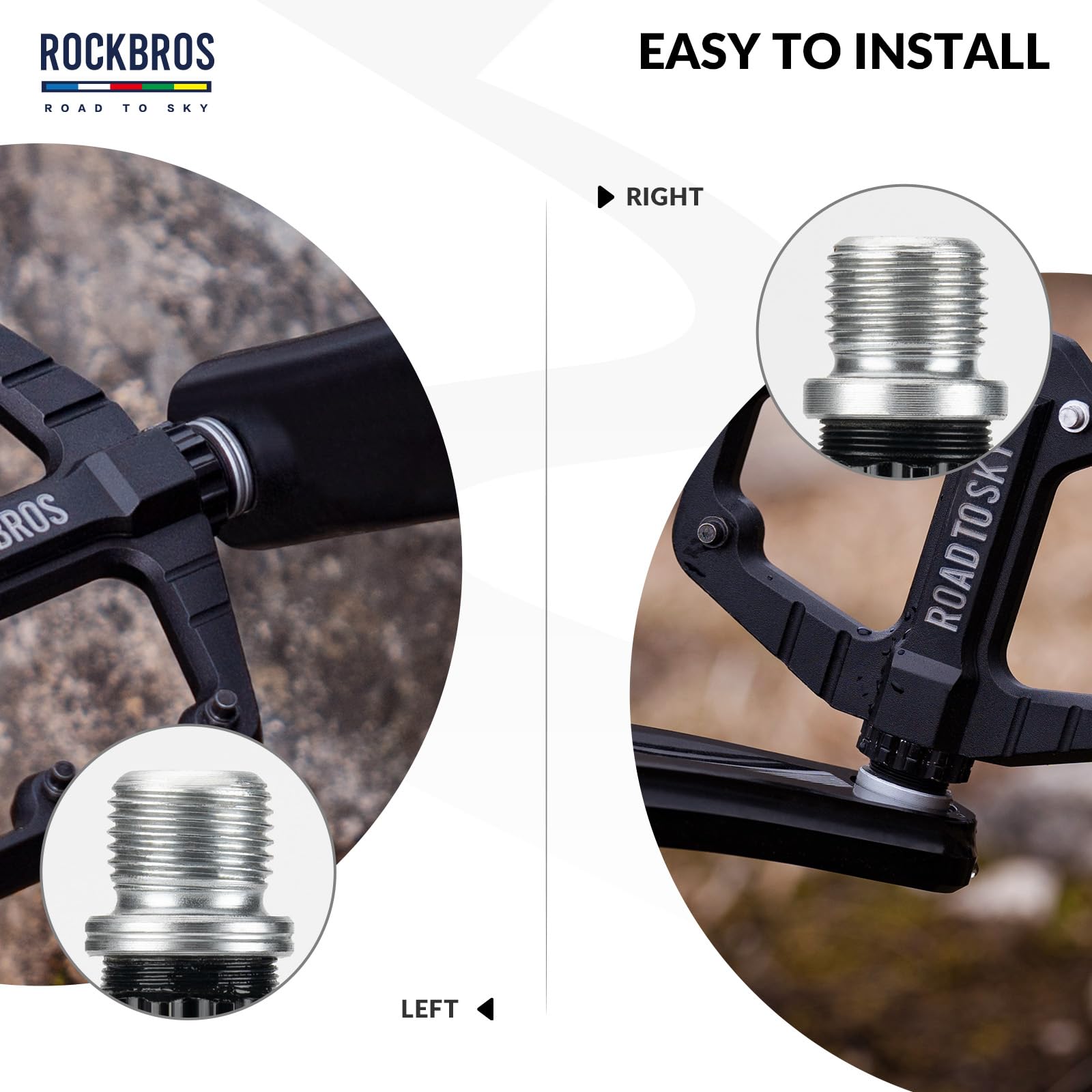 ROCKBROS Road to Sky Fahrradpedale Platform 9/16 Zoll aus Aluminium | Fahrrad Pedale Rutschfest für Rennräder Mountainbikes BMXs E-Bikes