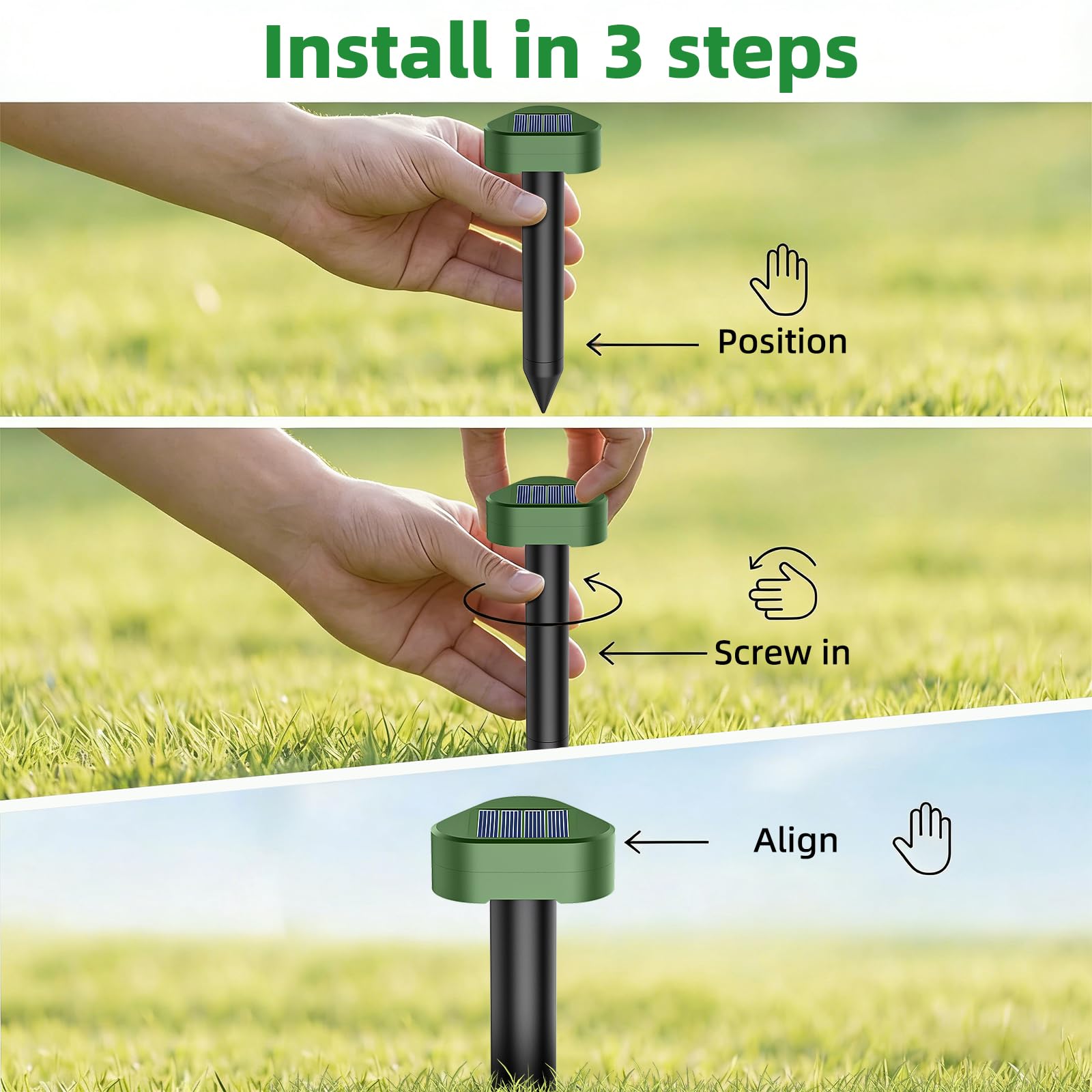 Talpe Ultrasuoni Solare 4 Pezzi, Repellente Solare Scaccia Talpa, Dissuasore per Talpe a Ultrasuoni Utilizzato per Respingere Talpes, Arvicole, Serpenti Protegge Prati e Giardini