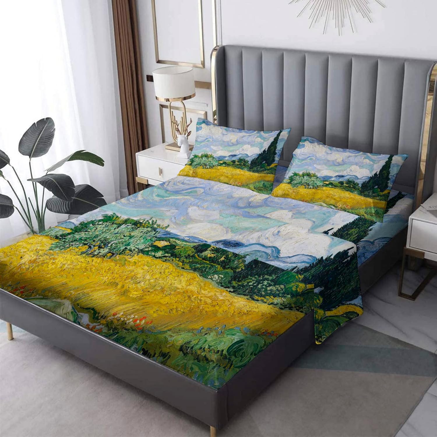 Van Gogh Sheets Queen Size Oil Painting Bed Sheets, Soft
