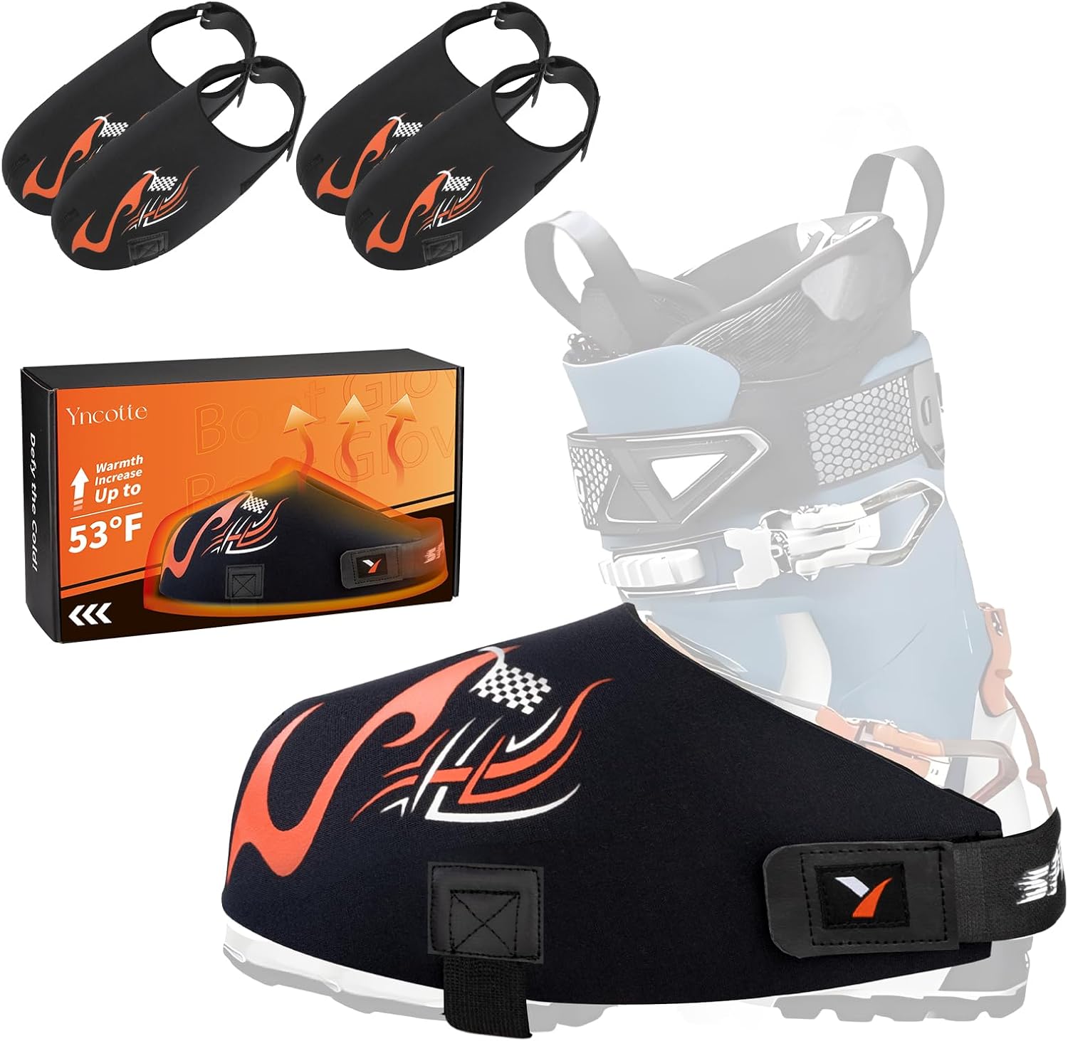 Ski Boot Covers, 2 Pairs Ski Boot Glove Keep your Feet Dry & Warm, Neoprene Waterproof for Skiing Accessories Gift