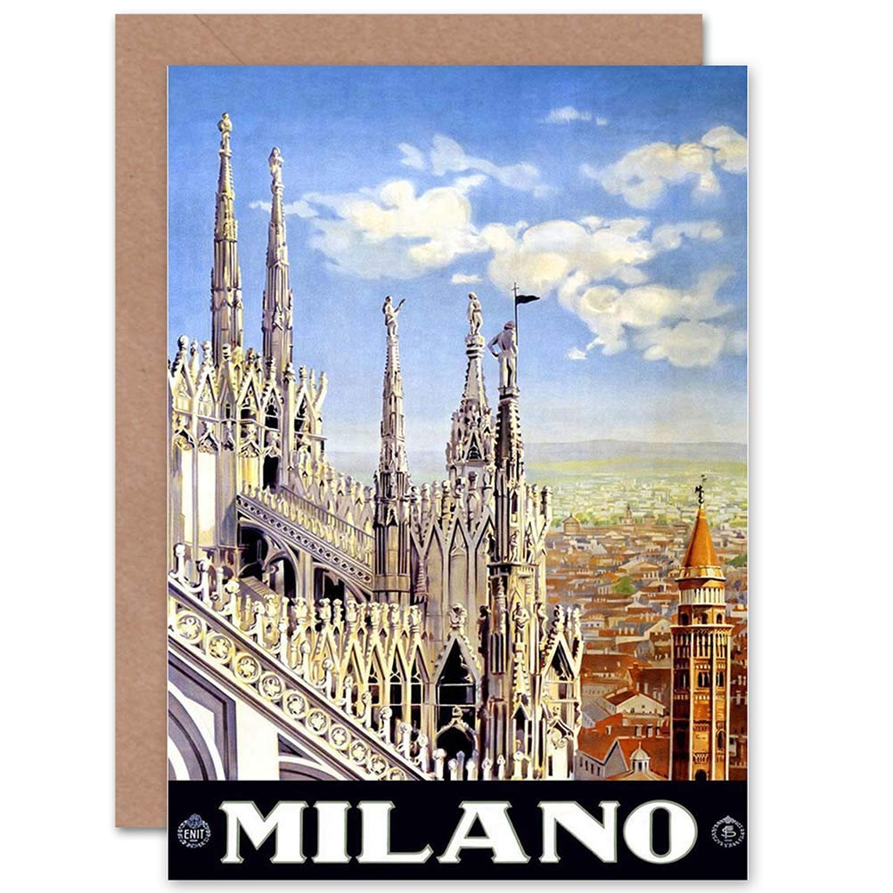 Wee Blue Coo TRAVEL DUOMO CATHEDRAL MILAN ITALY BIRTHDAY BLANK GREETINGS CARD