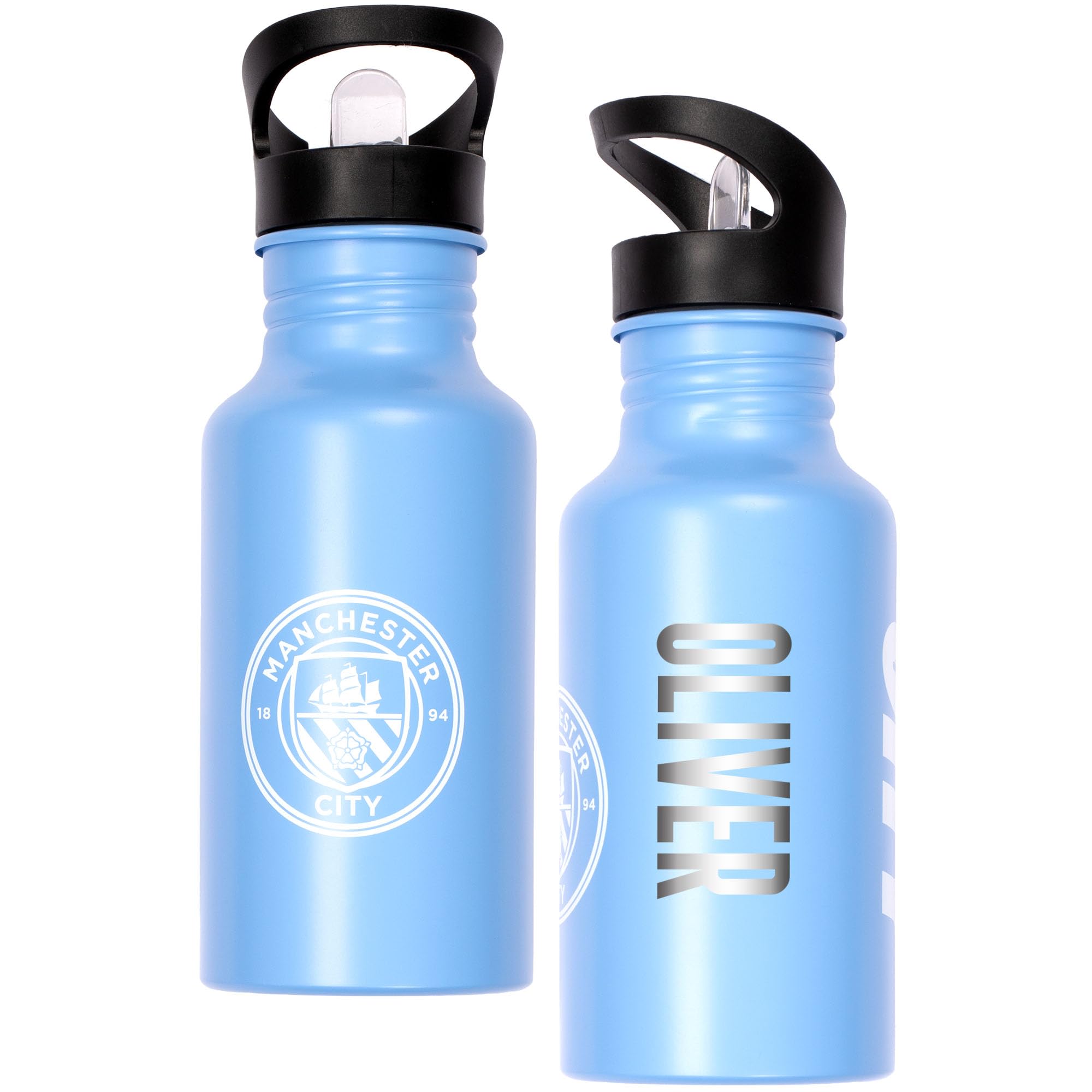 Manchester City Fc Boys Manchester City Liverpool F.c. Personalised Metal Water Bottle 500Ml – Engraved Name School & Training Bottle – Gift For & Football Fans 100% Leak Proof