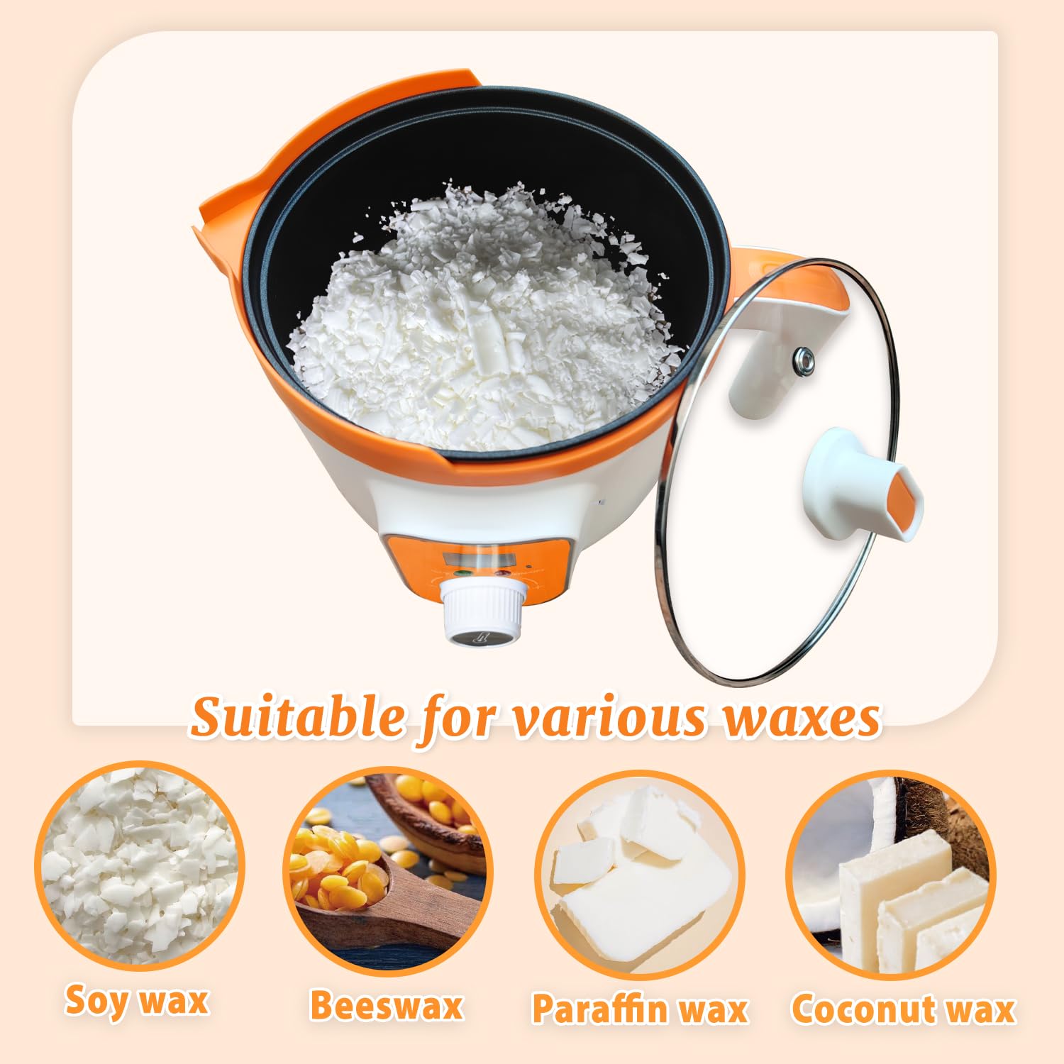 Ksedcon Olla de cera eléctrica con indicador LED y derretidor digital de cera para adultos, control de temperatura constante, vela para olla de riego