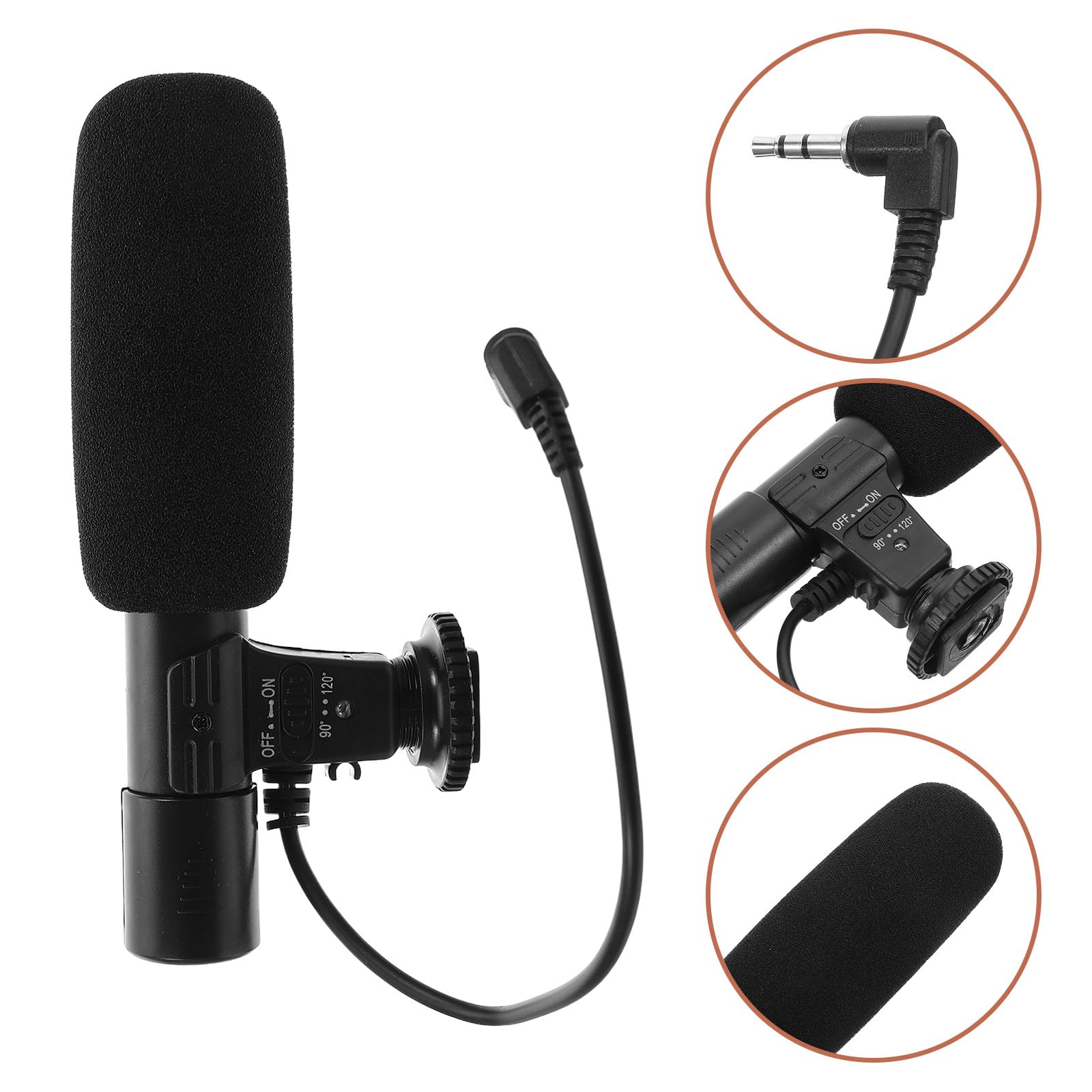 Micrófono Profesional para Videocámara y Teléfono, Alta Sensibilidad Estéreo, Ángulo de 90/120 Niveles para Grabación Clara y Precisa