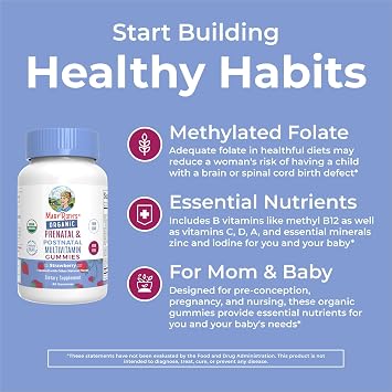 MaryRuth Organics Prenatal Postnatal Multivitamin Gummies (Strawberry) & Women's (Cherry & Raspberry) | USDA Organic | Vitamins for Breastfeeding, Beauty, Immunity | Vegan, No Gelatin