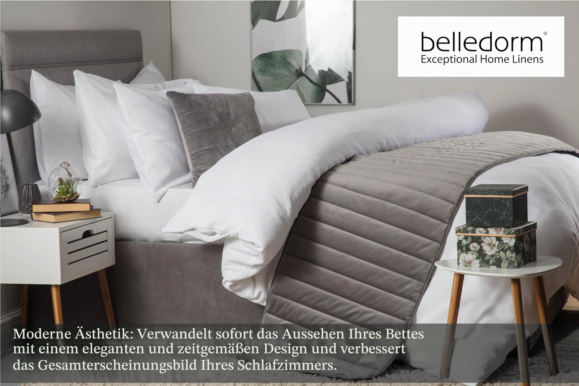 Belledorm Querbehang 48,3 cm Extra tief Faltenvolant Velourslederimitat Doppelbett