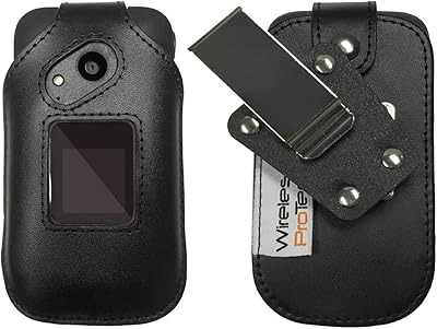 Wireless ProTech Case with Clip Compatible with Sonim XP3 Phone Model XP3800, Form Fitted Leather Case, Heavy Duty D-Ring Rotating Belt Clip, Built-in Screen & Keypad Protection