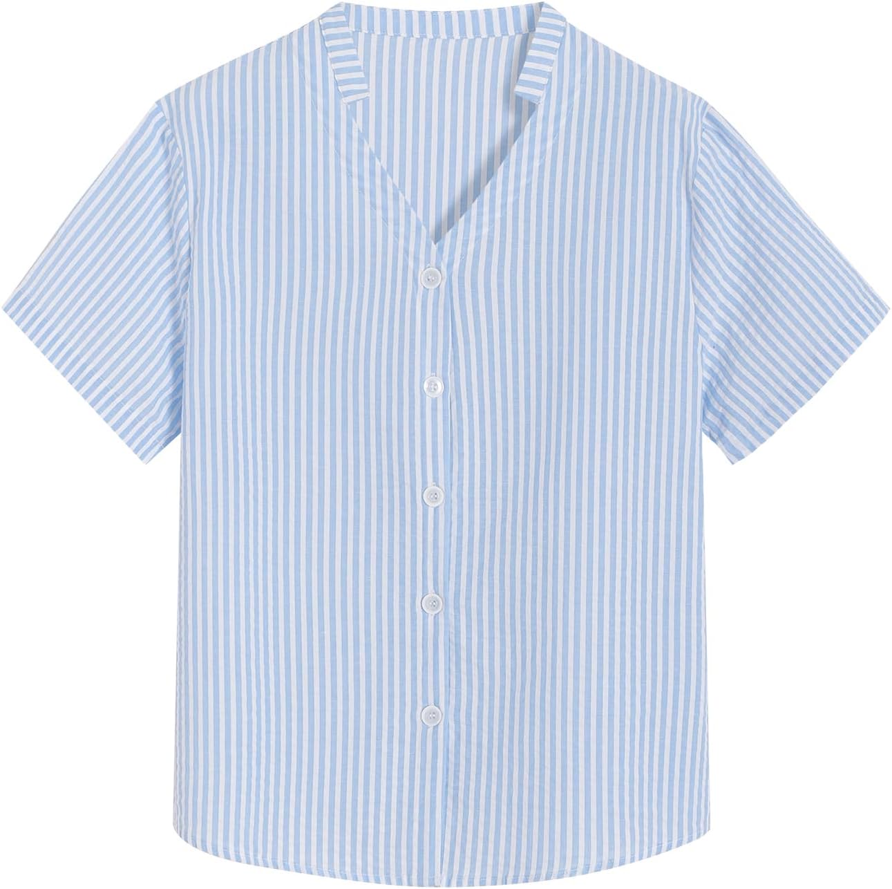 Latuza Women's Petite Seersucker Pajamas Set Cotton Pj Set Petite Size - Image 2