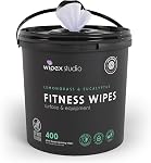Wipex Yoga Mat Cleaner Wipes - Plant-Based Lemongrass, Eucalyptus & Vinegar Wipes for Gym & Fitness Equipment & All Purpose Gym Cleaning - Safe for Peloton Bikes & Treadmills - 400 Count
