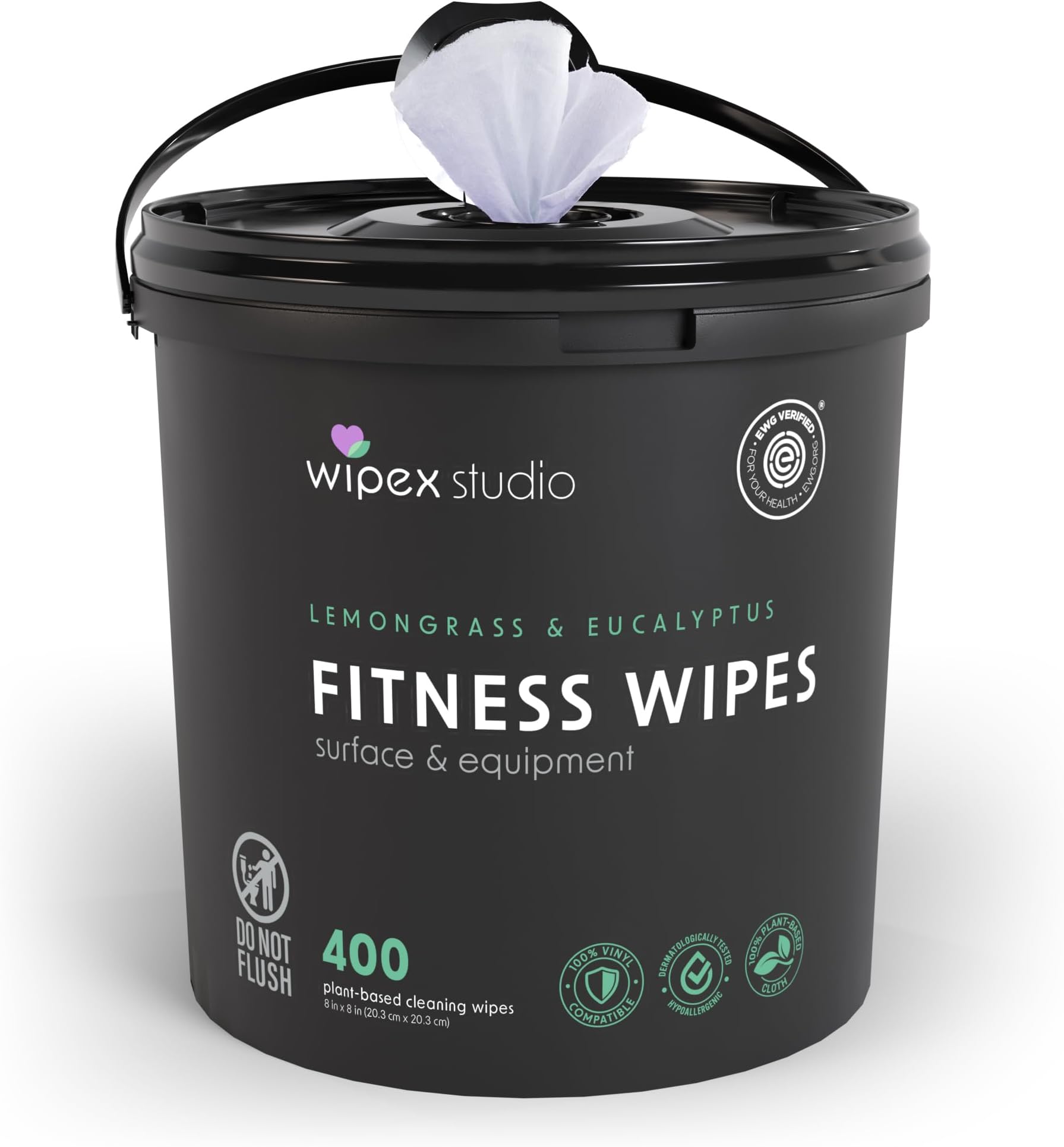Gym Wipes Fitness Equipment Wipes, Plant-Based Cloth - Lemongrass, Eucalyptus and Vinegar Wipes to Clean Surfaces, Safe Yoga Mat Cleaner Wipes, All Purpose Gym Cleaner, 400 Count