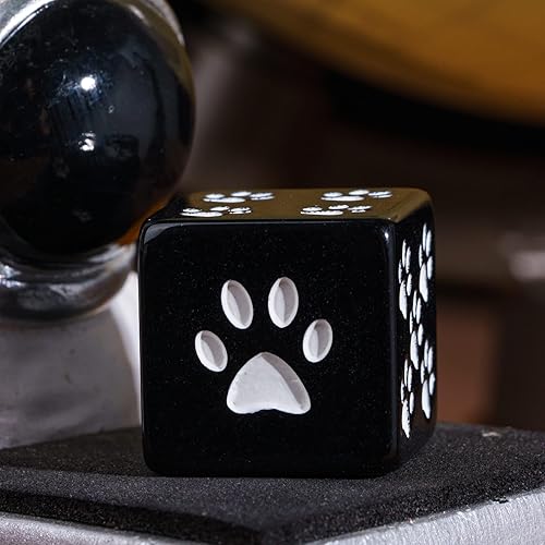 Miniatura 6 de HDdais Juego de 10 dados D6 de 0.630 in de seis lados, color negro, pata de gato de 6 caras para MTG Dungeons and Dragons PRG Wow, juegos de mesa