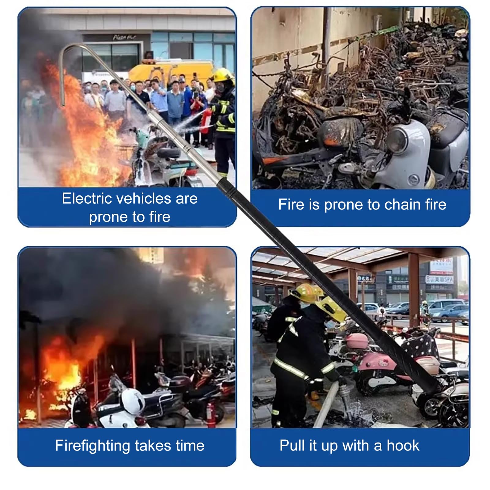 Gancio di Soccorso Anti-elettrocuzione per Vigili del Fuoco ed elettricisti con Asta telescopica Isolante, Strumento di Sicurezza ad Alta Tensione per elettricisti, Attrezzatura di Soccorso