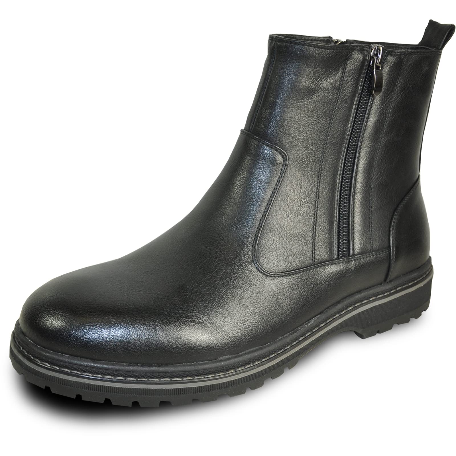 bravo! Men Waterproof Winter Boot MARK Fur Boot Double Zipper or Double Gore or Hook-and-Loop Black Brown Men Size 7 to 13