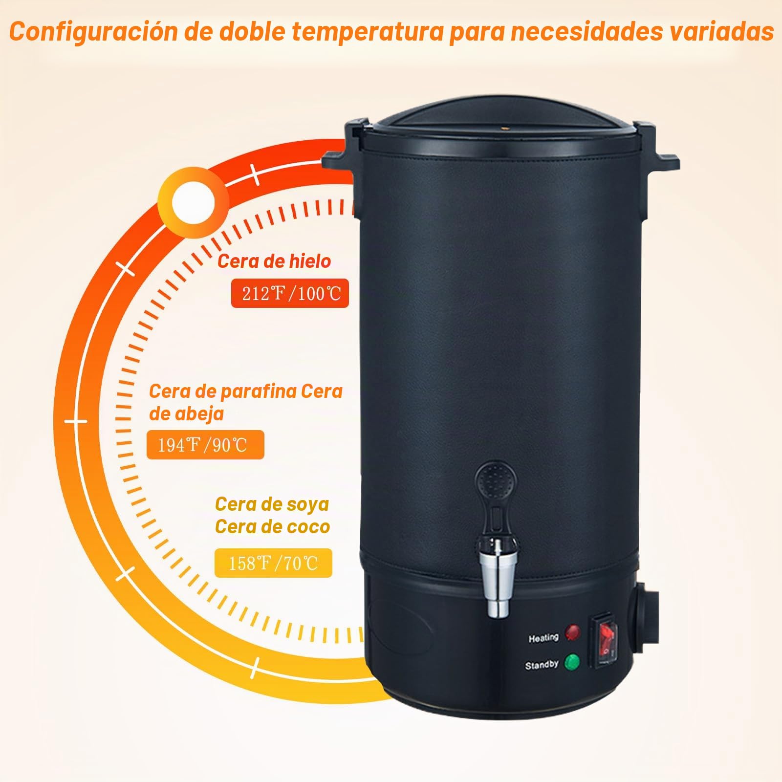 BAKENLON Derretidor de cera eléctrico, olla de cera de 8 l, para hacer velas, kit de fabricación de velas, olla de cera de acero inoxidable 304 con tapa y regulador de temperatura, ajustable de 30 a