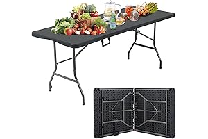 Mesa Plegable para Comer Portátil, 6Ft Mesa Plegable Portátil para Interiores y Exteriores