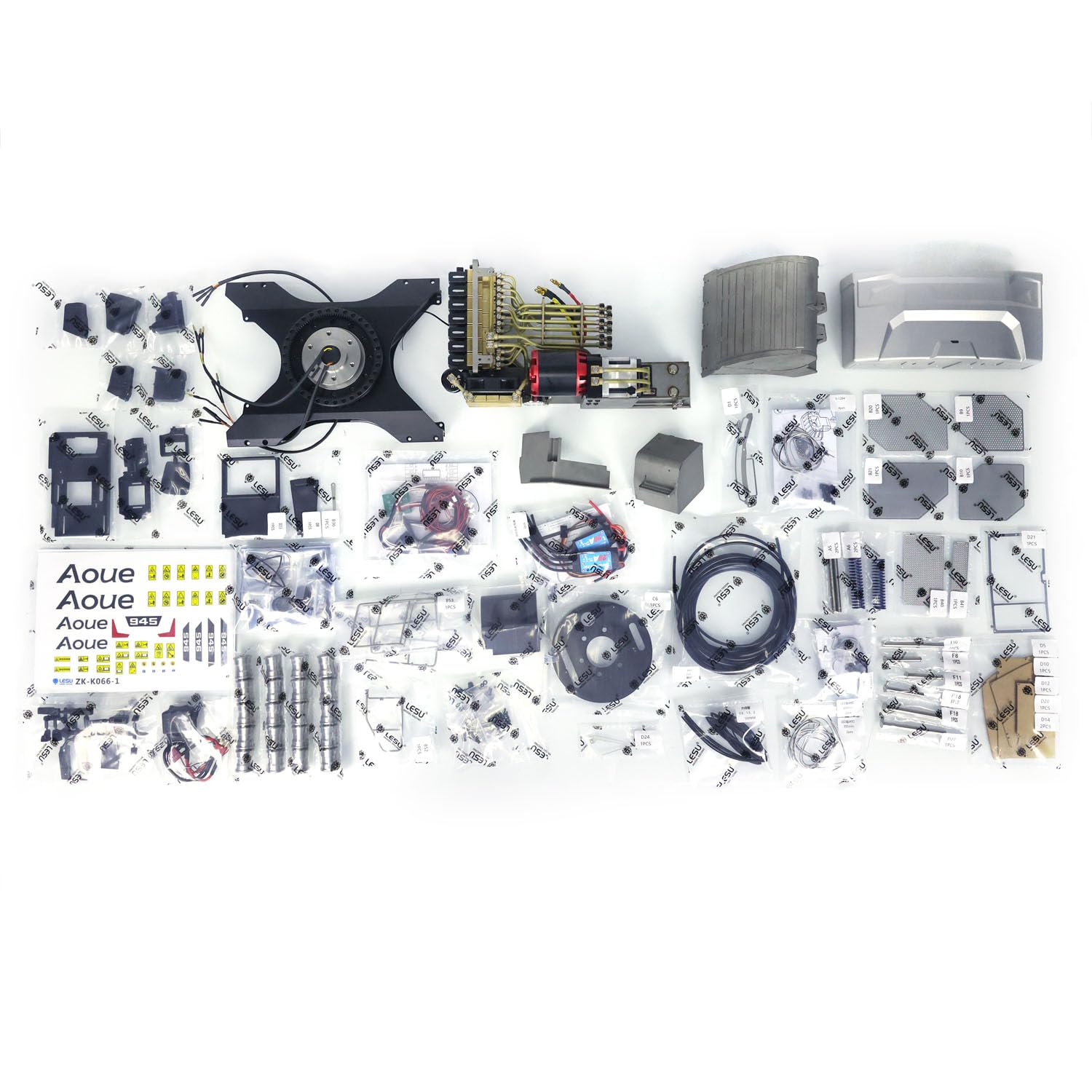 LESU LR945 RC Excavatrice hydraulique sur chenilles 1/14 en métal télécommandée Modèle moteur ESC Servo Light System non assemblé non peint Modèle de qualité Hobby