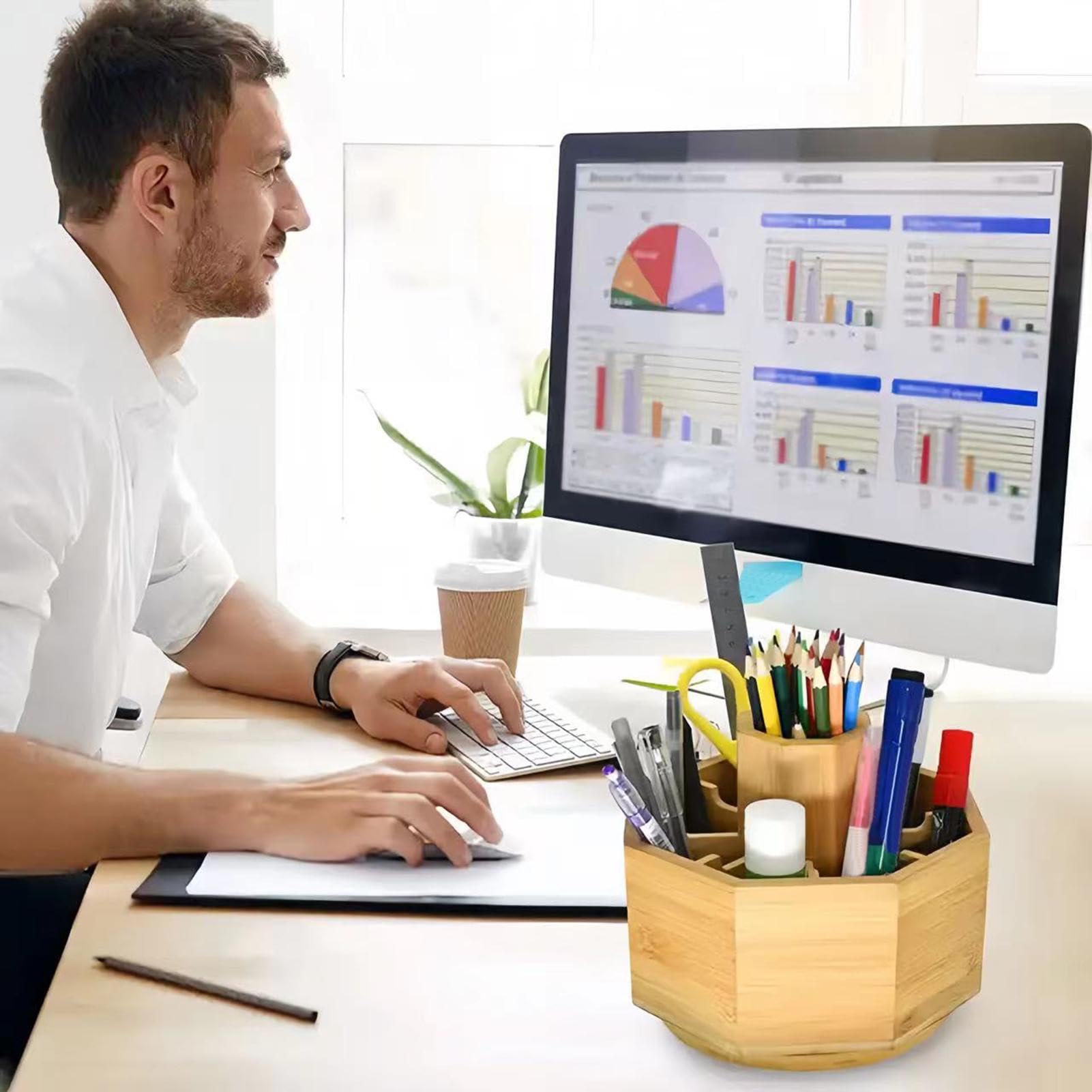 Portalápices con compartimentos, portalápices giratorio de 360 ​​grados