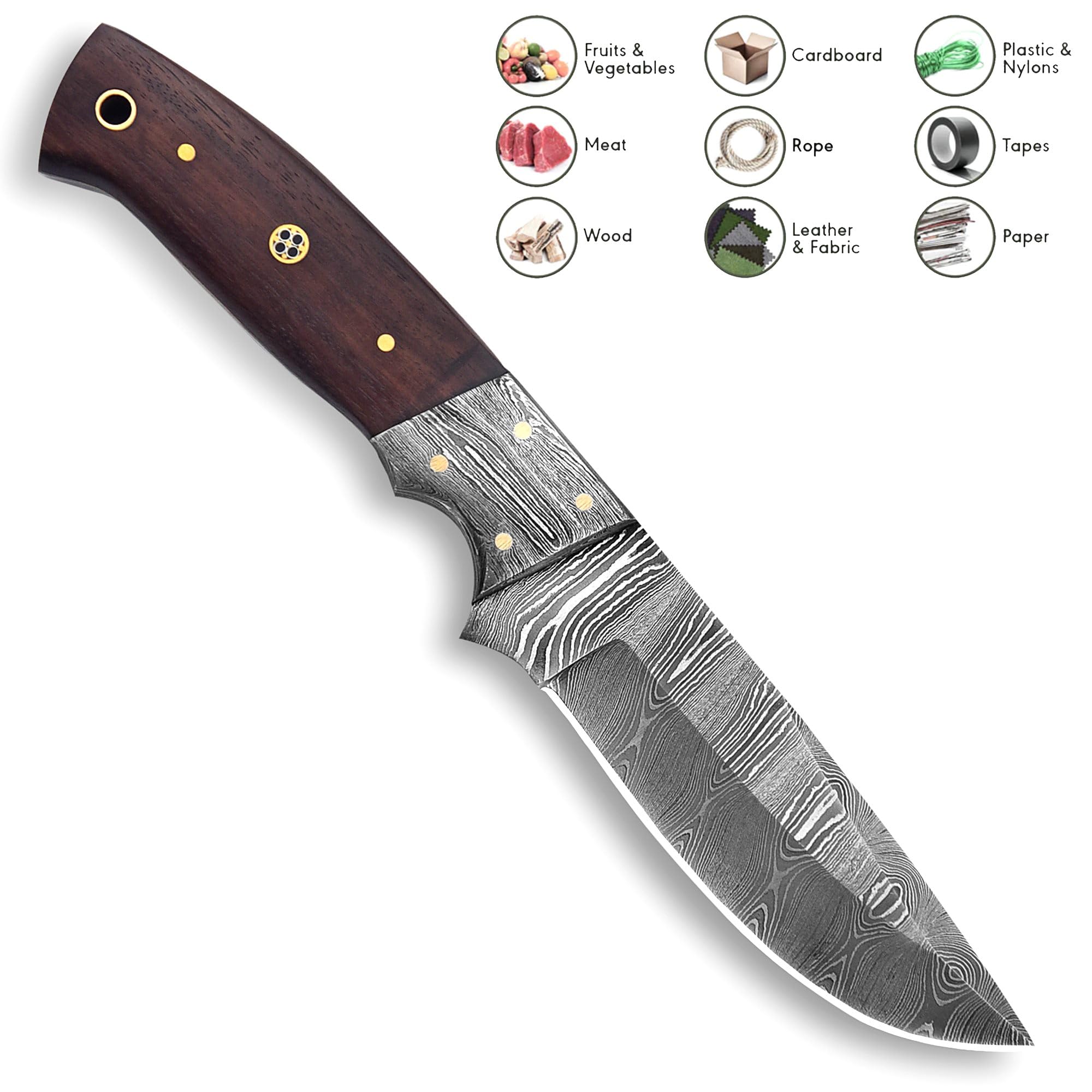 Damast Messer, sehr schönes Hand geschmiedetes Damast Jagd Messer MAQ5203