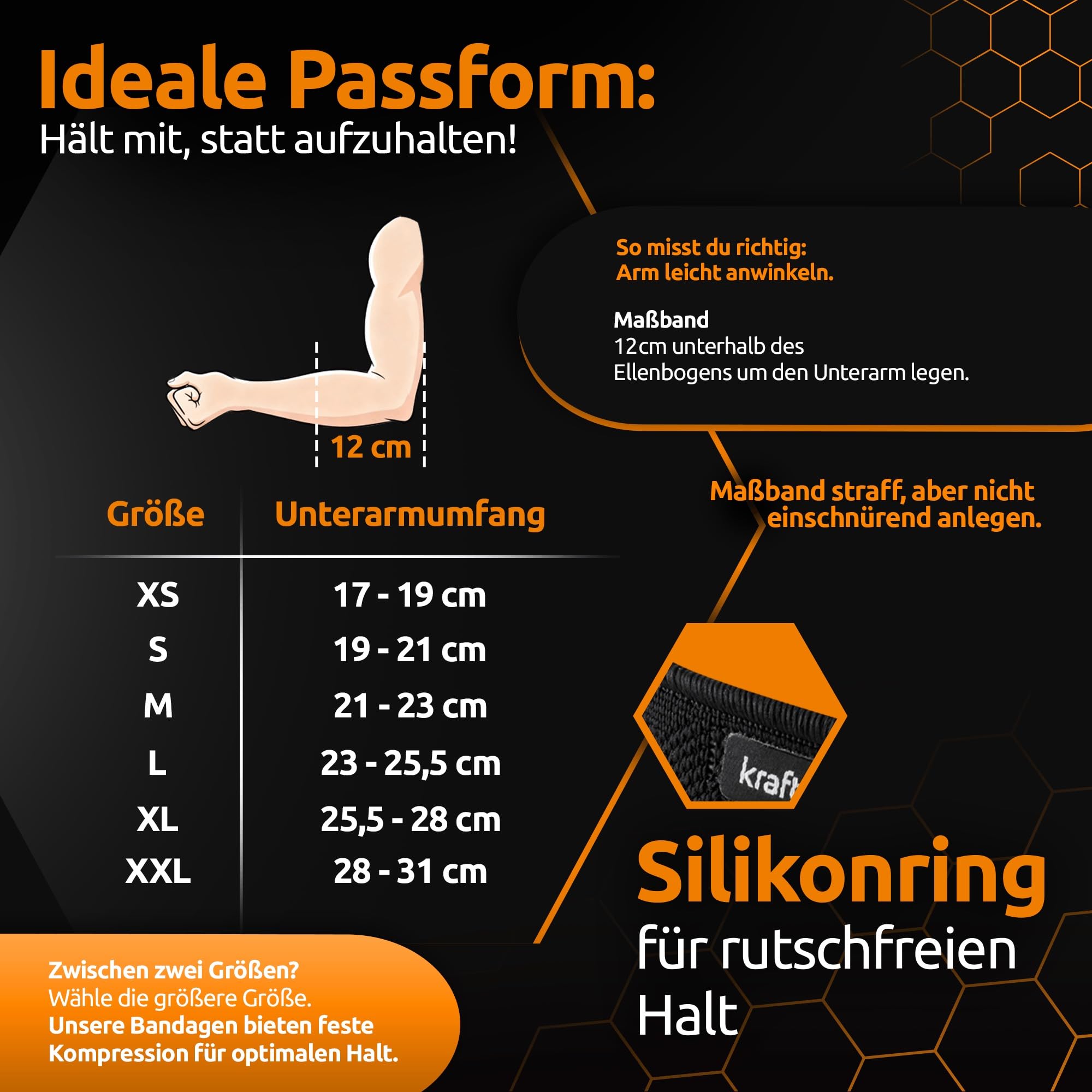 Ellenbogenbandage Tennisarm/Golferarm, Bandage mit Gel-Pelotten, Made in Germany, für Damen & Herren, Sport & Alltag (Schwarz, L, Beidseitig)