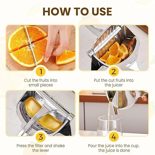 Miniatura 5 de Exprimidor manual, exprimidor de presión manual para una extracción eficiente de jugo, extractor de jugo de fruta fresca de aleación de aluminio con